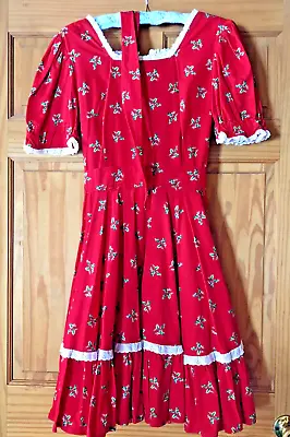 Vtg Handmade Christmas Square Dance Dress Rockabilly Western Size M - 10 ??? • $24.99