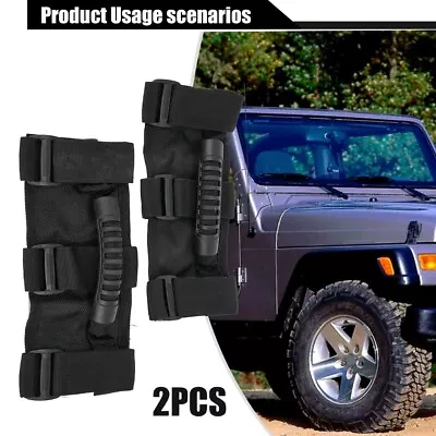 2pcs For Jeep Wrangler YJ TJ JK JL JLU Parts Roll Bar Grab Handles Grip Handle • £22.36
