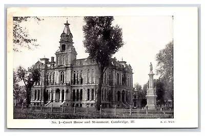 Court House And Monument Cambridge Illinois IL UNP DB Postcard Y8 • $4.95