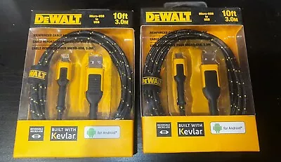 Lot Of 2 Dewalt Phone Charger Micro Usb Reinforced Braided Cord 10 FT New • $16