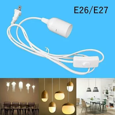 E26/E27 Bulb Socket Extension Hanging Pendant Light Lamp Cord Cable With Switch • $4.66