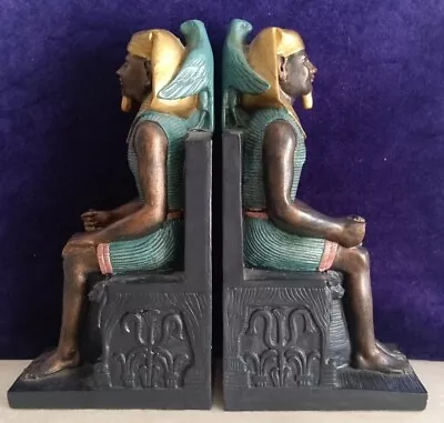 Egyptian Revival Seated Pharaoh Bookends Heavy Plaster • $99.95