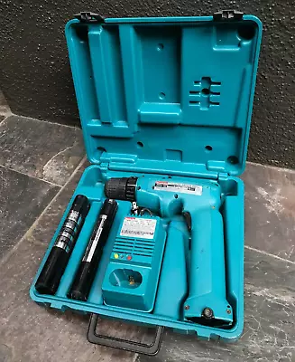 Vintage Makita Drill 6095D & Case With Battery Charger & Two Batteries SEE VIDEO • $30