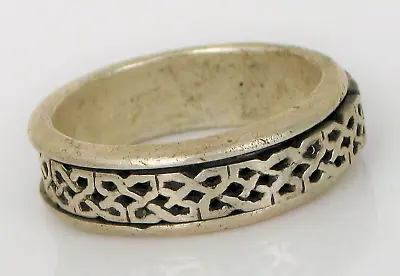 Vintage Beautiful Flashy Sterling Silver Ring Cocktail Celtic Spinner Size 12.25 • $45