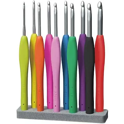 £6.99 • Buy Crochet Hooks Set Soft Grip Handles Knitting Needles Multi Colour Aluminum 9Pcs