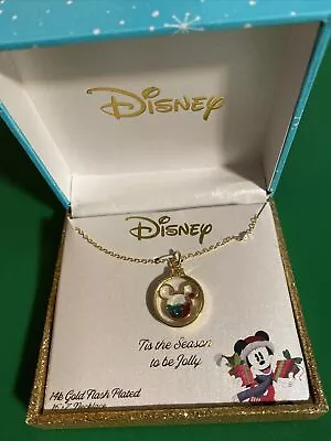 Disney Mickey Mouse Necklace 14k Gold Played 16-18” W/ Gift Box • $4.99