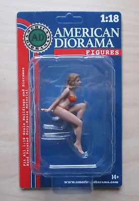 NOVEMBER ORANGE BIKINI GIRL AMERICAN DIORAMA 1:18 SCALE FEMALE GIRL 4  Figure • $8.99