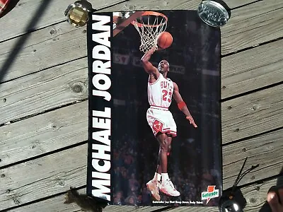 Vintage 1993 UNUSED Michael Jordan Poster NBA Sports Basketball Wall Decor Paper • $35