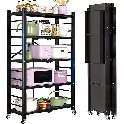 Musment 5-Tier Storage Shelf Rack 397lb Capacity Heavy Duty Metal Shelf Foldable • $61.38