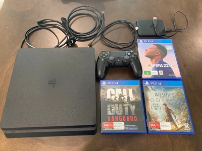 $200 • Buy Sony Playstation 4 Ps4 Slim 500gb Black Console + Controller + 3 Games + 1tb Hdd