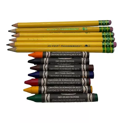 TICONDEROGA My First Pencils Wood #2 HB And Big Dry Erase Crayons Preowned • $9.75