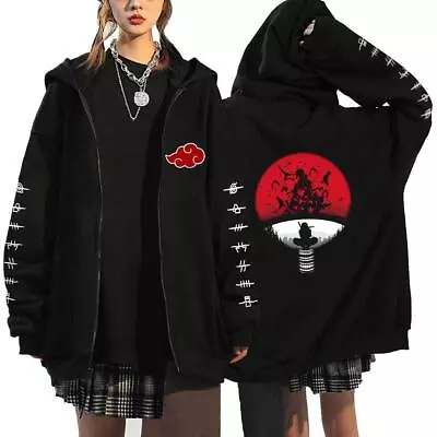 NARUTO Anime Print Zipper Hooded Sweatshirt Men Women Unisex Jacket Coat Outwear • $31.69