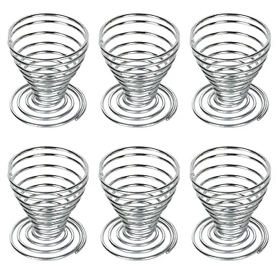 Egg Cups Brushed Steel Wire Spiral Spring X6 By Trixes • £5.99