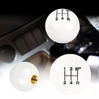 5 Speed Fuckin' Fast Round Ball WHITE Gear Shift Knob Lever M8 M10 M12 Thread • $13.88