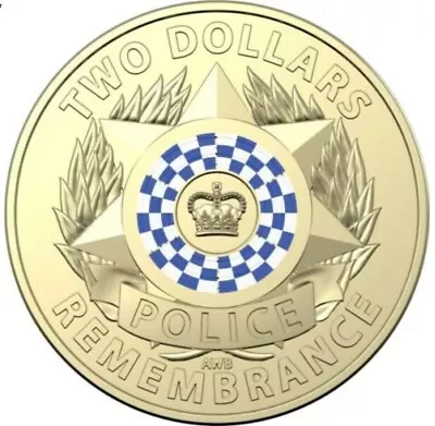 Police Remembrance $2 Two Dollar Coloured Coin Queen 2019 Australia Rare - CIRC • $8.85