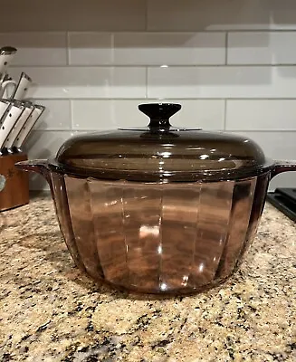 Amber Corning Ware Vision 5 QT 4.5 L Dutch Oven Stock Pot With Pyrex 33 Gass Lid • $75