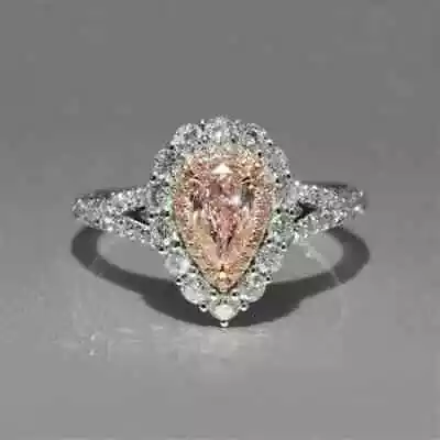 2.50Ct Pear Lab Created Morganite Diamond Engagement Rings 14K White Gold Plated • $106.59