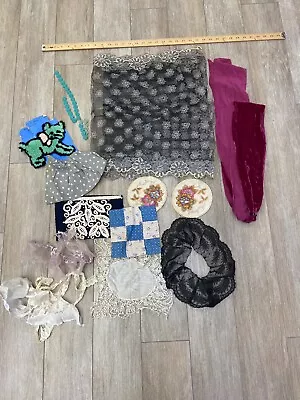 Vintage Textile Beads Trim Scrap Craft Inspo 18 Piece Lot Costuming AS IS • $30