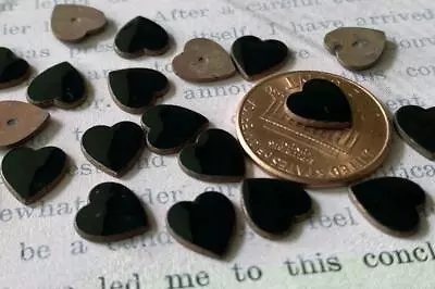 $2.50 • Buy Vintage 8mm Black Enameled Copper Heart Cabs 20