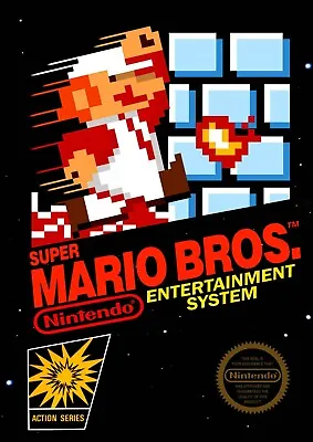 Original Super Mario Bros Nintendo NES Video Game Cover Reprint Art Poster 12x16 • $14.99