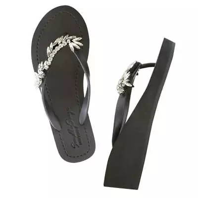 Nomad - Rhinestone Mid Wedge Flip Flops • $156.60