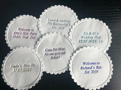 £8.90 • Buy 50 X PERSONALISED PAPER COASTERS WEDDING ANNIVERSARY BIRTHDAY PARTY