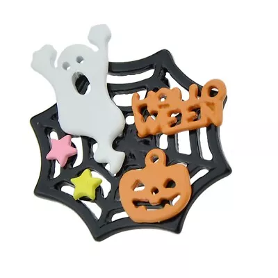 Ghost Pumpkin Star Decoration Black Spider Web Brooches Halloween Gothic Pin • $2.98