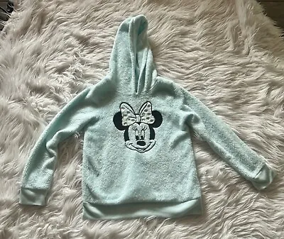 Disney Jumping Beans 6X Girls Minnie Mouse Fleece Hoodie Blue Sweater Soft • $7.98