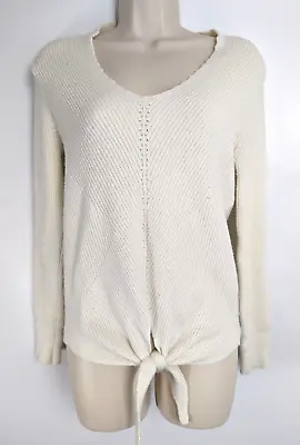 Moth Anthropologie Women's Front Knot Scoop Neck White Sweater Size XS • $12.50