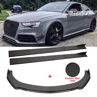 For AUDI A3 A4 A5 Q3 A6 Car Carbon Fiber Front Bumper Lip Splitter + Side Skirts • $148.99