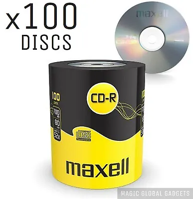 GENUINE MAXELL 100x CD-R BLANK RECORDABLE DISCS CDs MEDIA BLANK DISKS 52X SPEED • £19.95