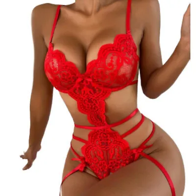 £5.88 • Buy Women Sexy Erotic Lingerie Babydoll Bra Crotchless Suspender Underwear Nightwear