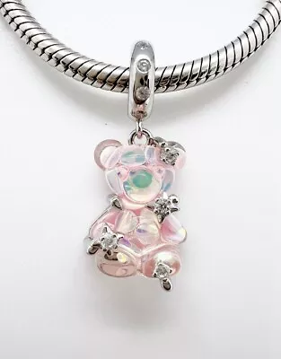 💖 Cute Dreamy Pink Teddy Bear Dangle Charm Genuine 925 Sterling Silver 💖 • £18.95