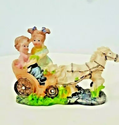 Cute Little Children Statue Setting Horse Carriage Cart Ornament Gift Home Decor • £17.03