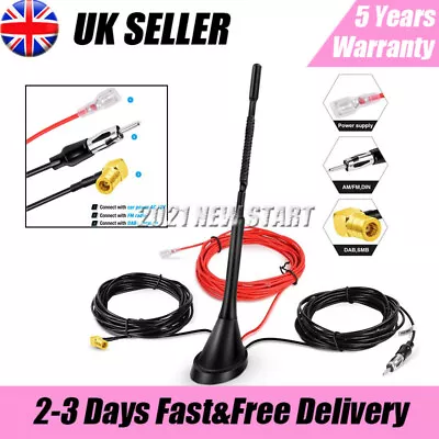 Car Universal Roof Mount Active Amplified DAB + FM Radio Aerial Antenna Mast • £19.59