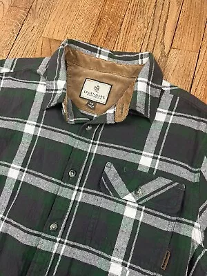 Legendary Whitetails Flannel Green Plaid Flip Cuff Camping Shirt Men’s Sz Large • $22.49