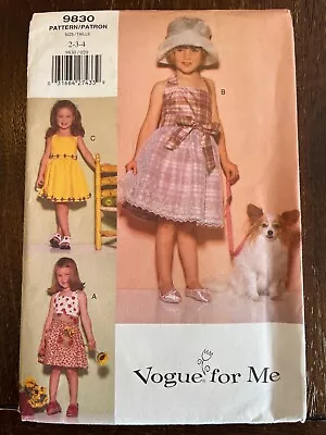 Vogue 9830 UNCUT Sewing Pattern Children's Dress Size 2-3-4 • $9.99