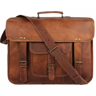 Vintage Leather Laptop Briefcase Messenger Satchel Computer Bag For Men & Women6 • $105.04