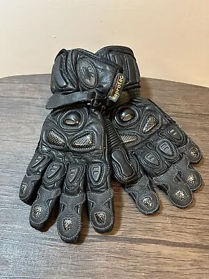 Black Women’s Motorcycle Leather Gloves Schoeller Keprotec Size Medium • £19.99