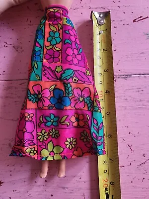 Handmade Vintage Hippy Groovy Barbiecore Fashion Doll Long Floral Skirt Retro • $11.03