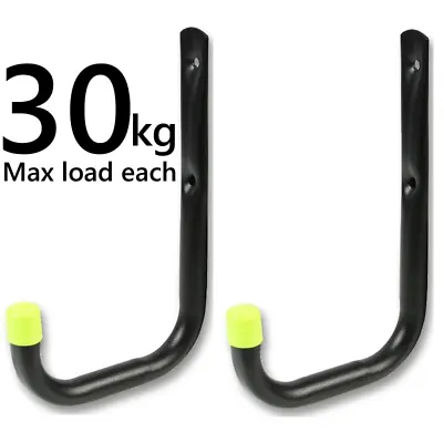 2 Heavy Duty Storage Hooks Garage Tool Bike Shed Ladder Wall Mounted Brackets • £5.49