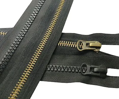 Size #8 Heavy Duty Zipper Open End Metal Or Plastic Fastener Black Metal Chunky • £7.80