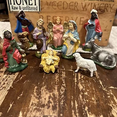 Vintage Made In Italy Nativity Set Paper Mache Chalkware 5” Scale  Hand Painted • $59.99