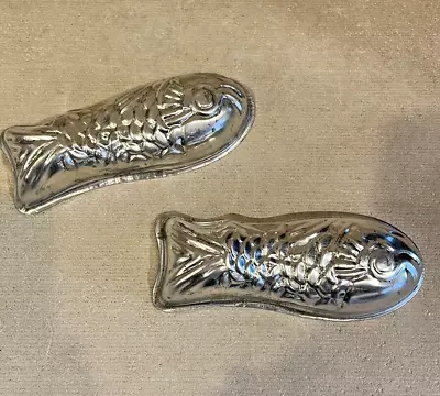 Vintage Set Of 2 Fish Shaped Mold Jello Pudding Cake Plated Steel • $10