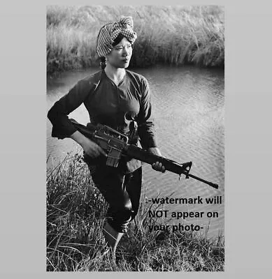 Vietnam War Female Viet Cong  Fighter PHOTO Carries M16 Rifle South Vietnam 72 • $4.28