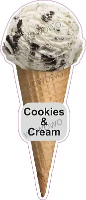 Ice Cream Van Sticker Cookies & Cream Scoop Cone Waffle Trailer Shop Cafe Decals • £3.95