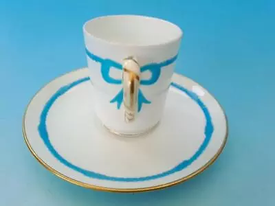 Antique Minton Cup & Saucer With Turquoise Blue Bows / Ribbons Like Coalport • £34