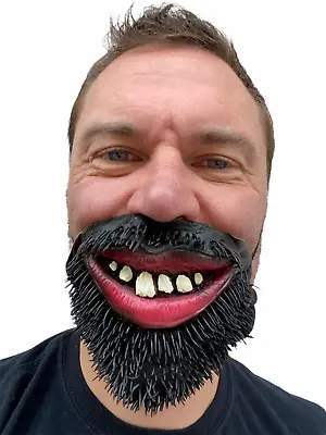 Funny Face Mask Fake Beard Big Teeth Pirate Costume Accessory Mouth Cover • £6.97