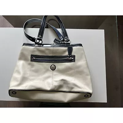 Vintage Coach Laura Leather Spectator Carryall Hand Bag Tote In Off White Bone W • $65