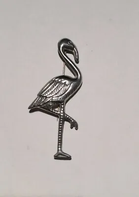 VTG Sterling Silver Flamingo Bird On One Leg Animal Solid Brooch Pin 4g  • $20